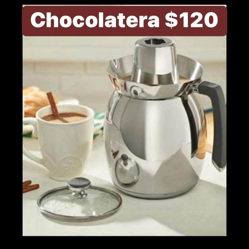 Princess House Silver Chocolatera with Black Handle